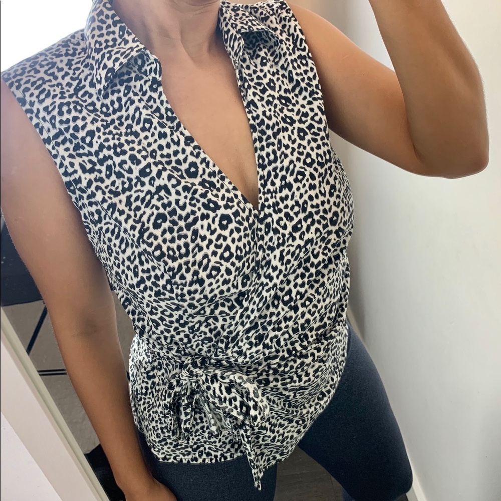 Express design studio grey leopard print wrap top